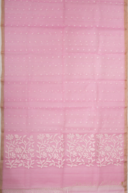 Dhakai Kora Organza Butta Pink Saree
