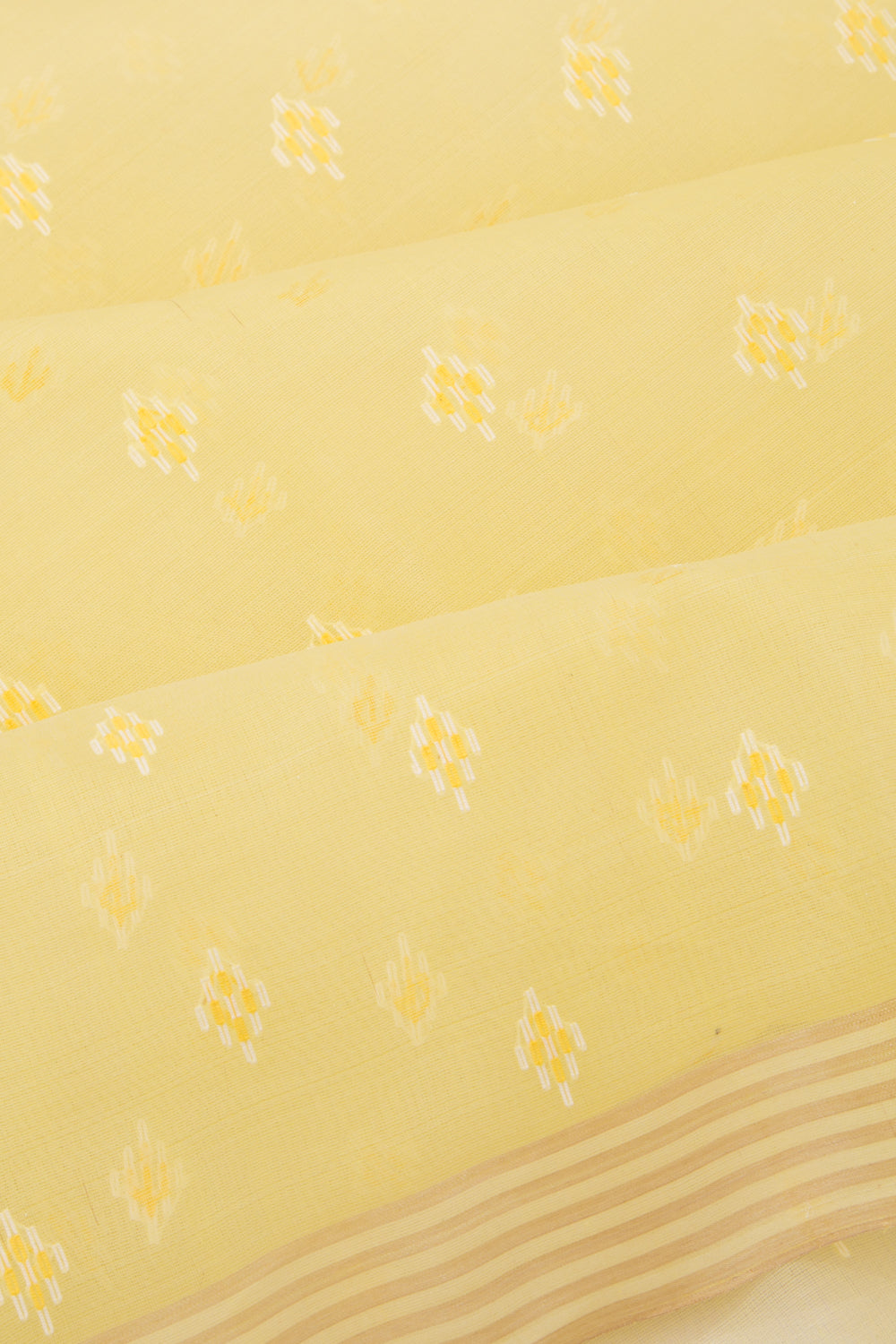 Dhakai Kora Organza Butta Lemon Yellow Saree