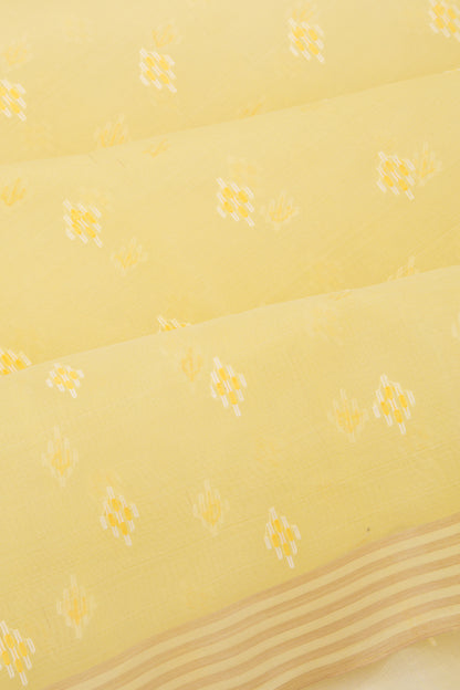 Dhakai Kora Organza Butta Lemon Yellow Saree