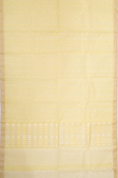 Dhakai Kora Organza Butta Lemon Yellow Saree