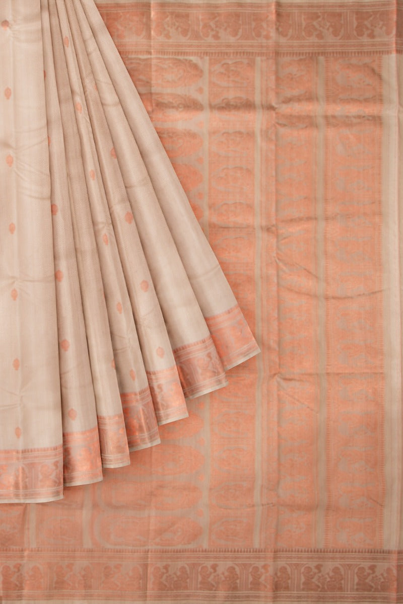 Baluchari Tussar Butta Cream Saree