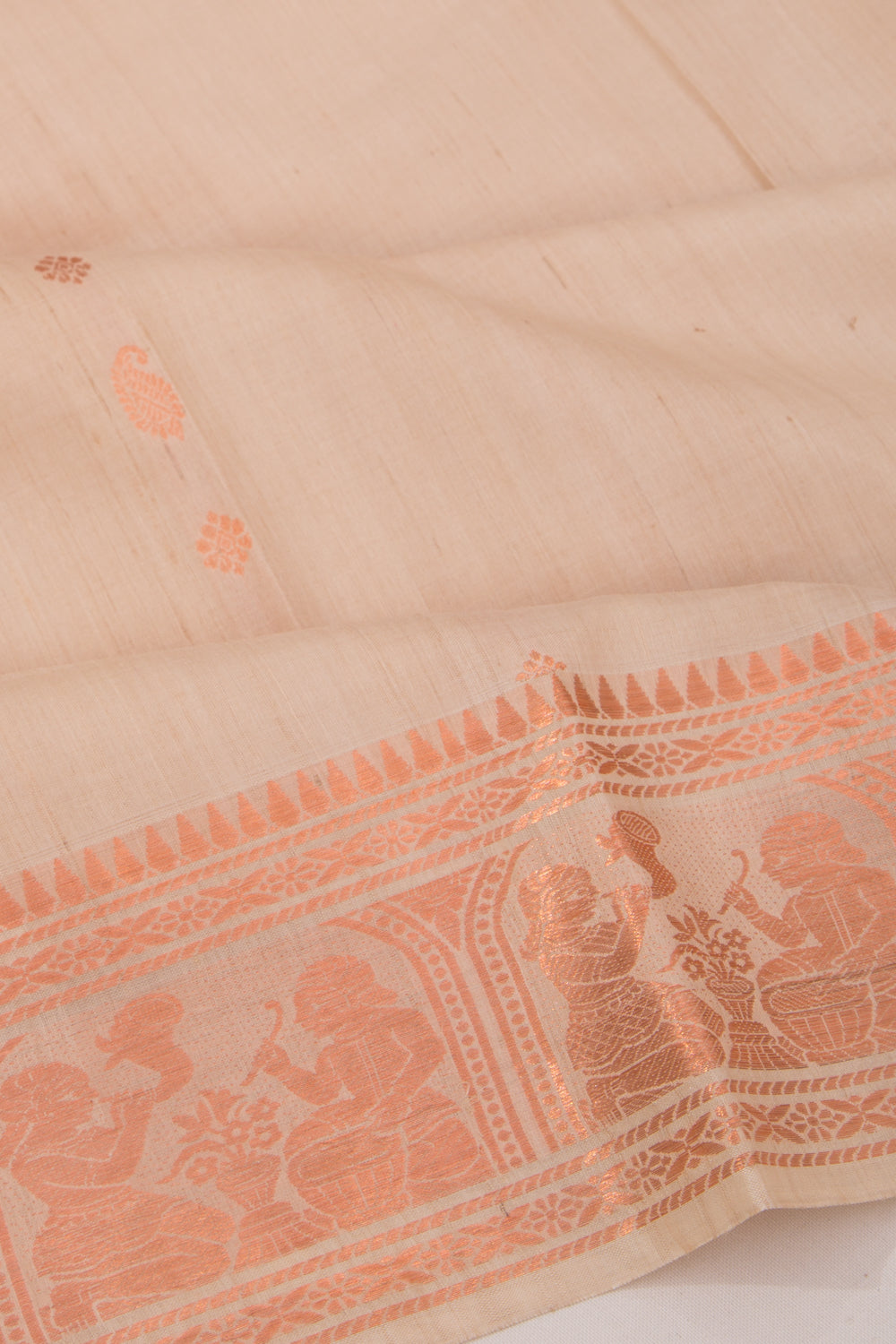 Baluchari Tussar Butta Cream Saree