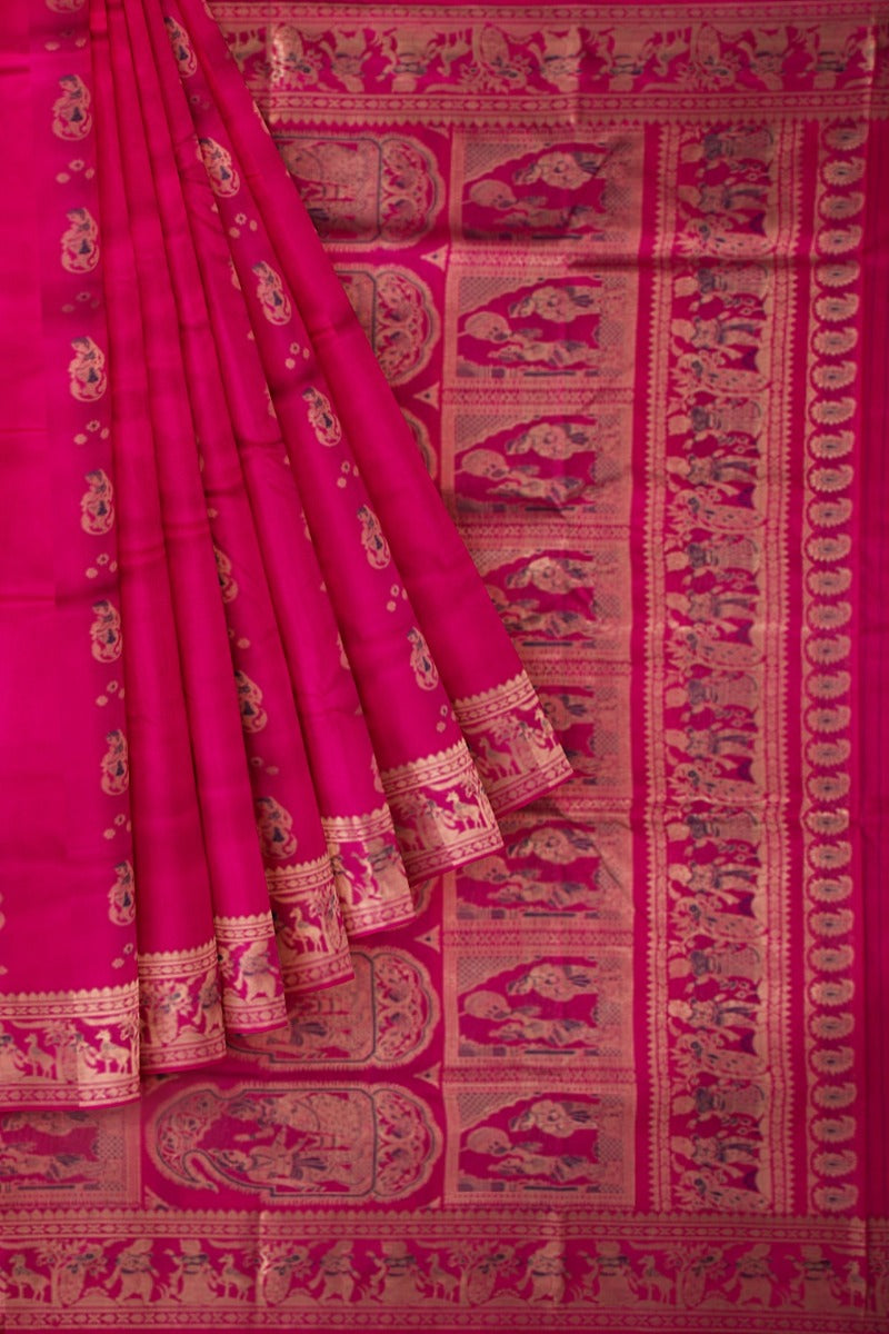 Baluchari Silk Butta Pink Saree