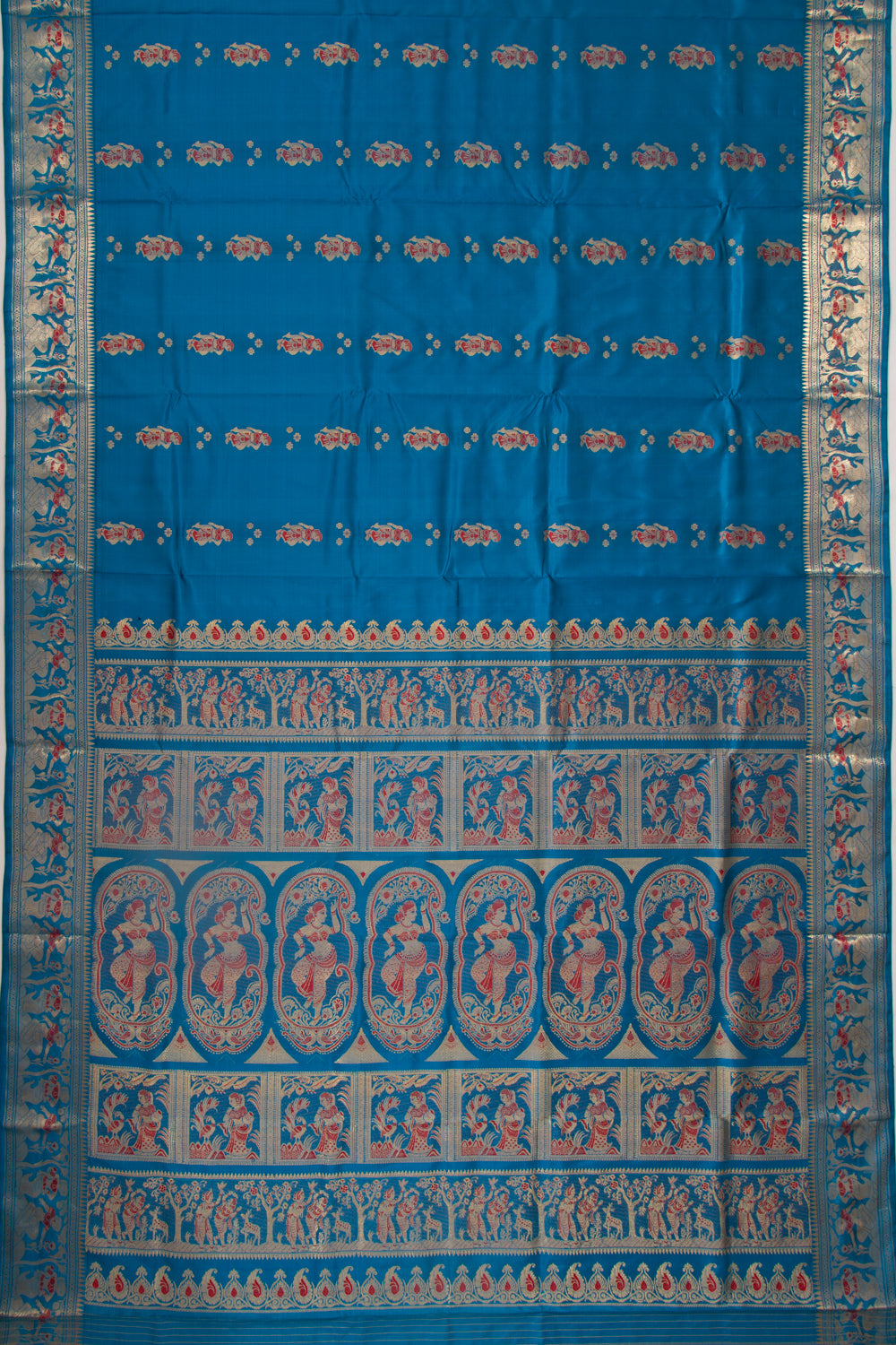 Baluchari Silk Butta Blue Saree