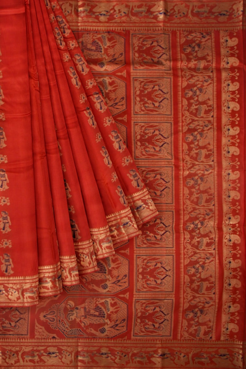 Baluchari Silk Butta Red Saree