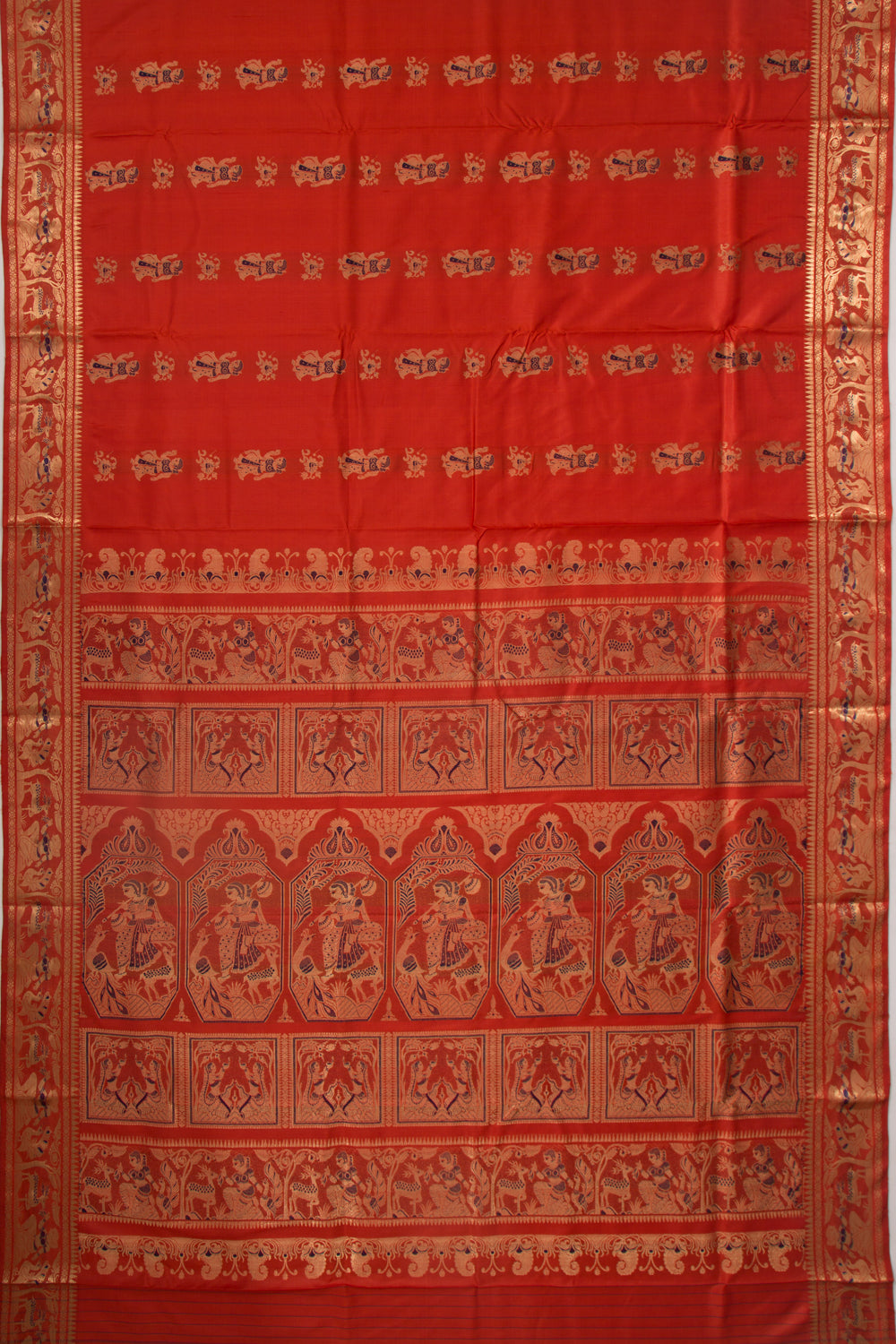 Baluchari Silk Butta Red Saree