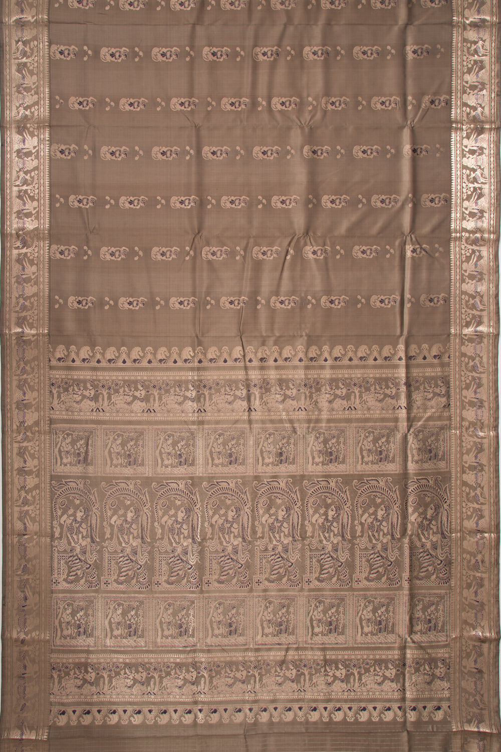 Baluchari Silk Butta Grey Saree