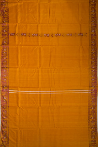 Baluchari Silk Butta Mustard Yellow Saree