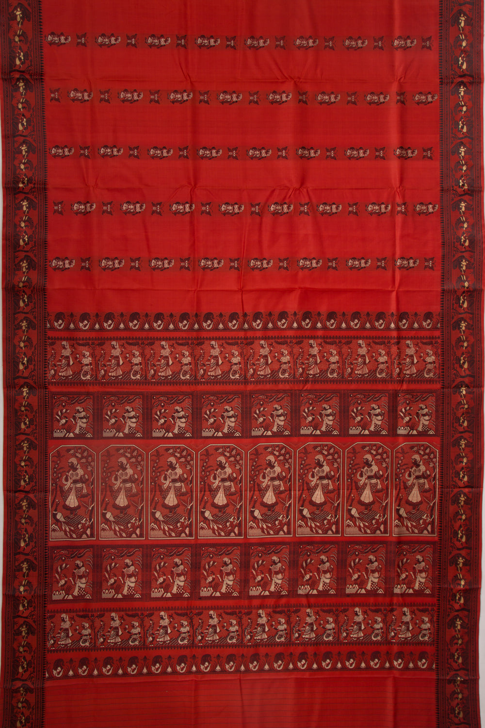 Baluchari Silk Butta Red Saree