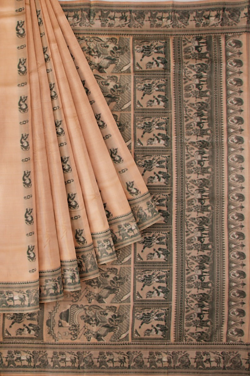 Baluchari Silk Butta Cream Saree