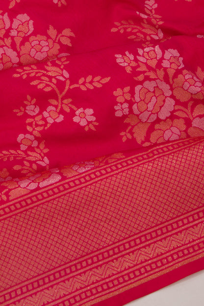 Banarasi Silk Jaal And Butta Red Saree