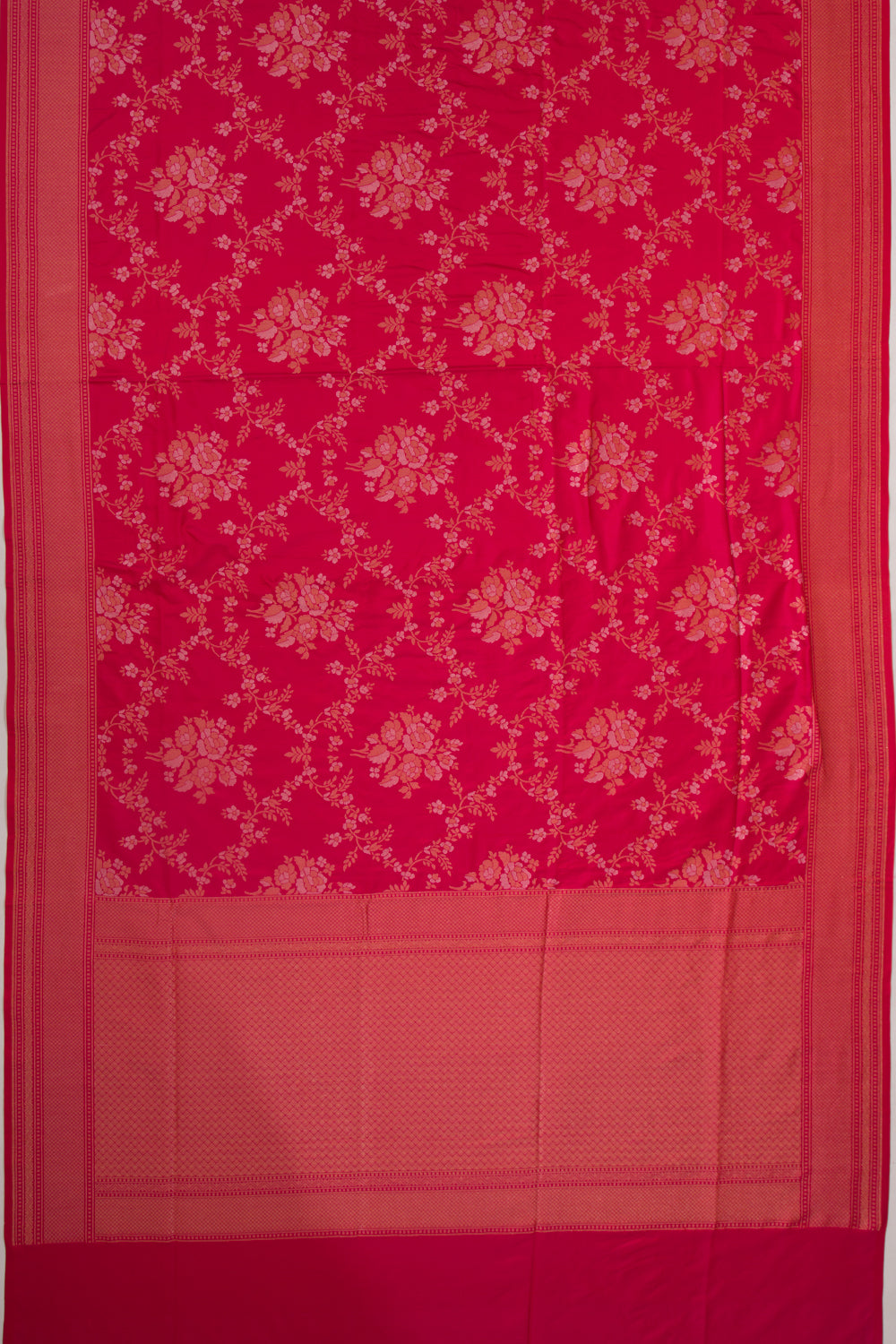 Banarasi Silk Jaal And Butta Red Saree