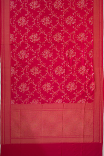 Banarasi Silk Jaal And Butta Red Saree