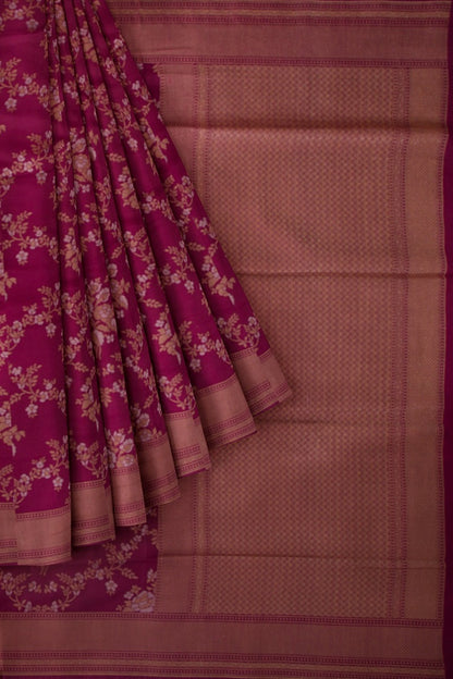 Banarasi Silk Jaal And Butta Purple Saree