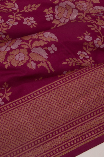 Banarasi Silk Jaal And Butta Purple Saree