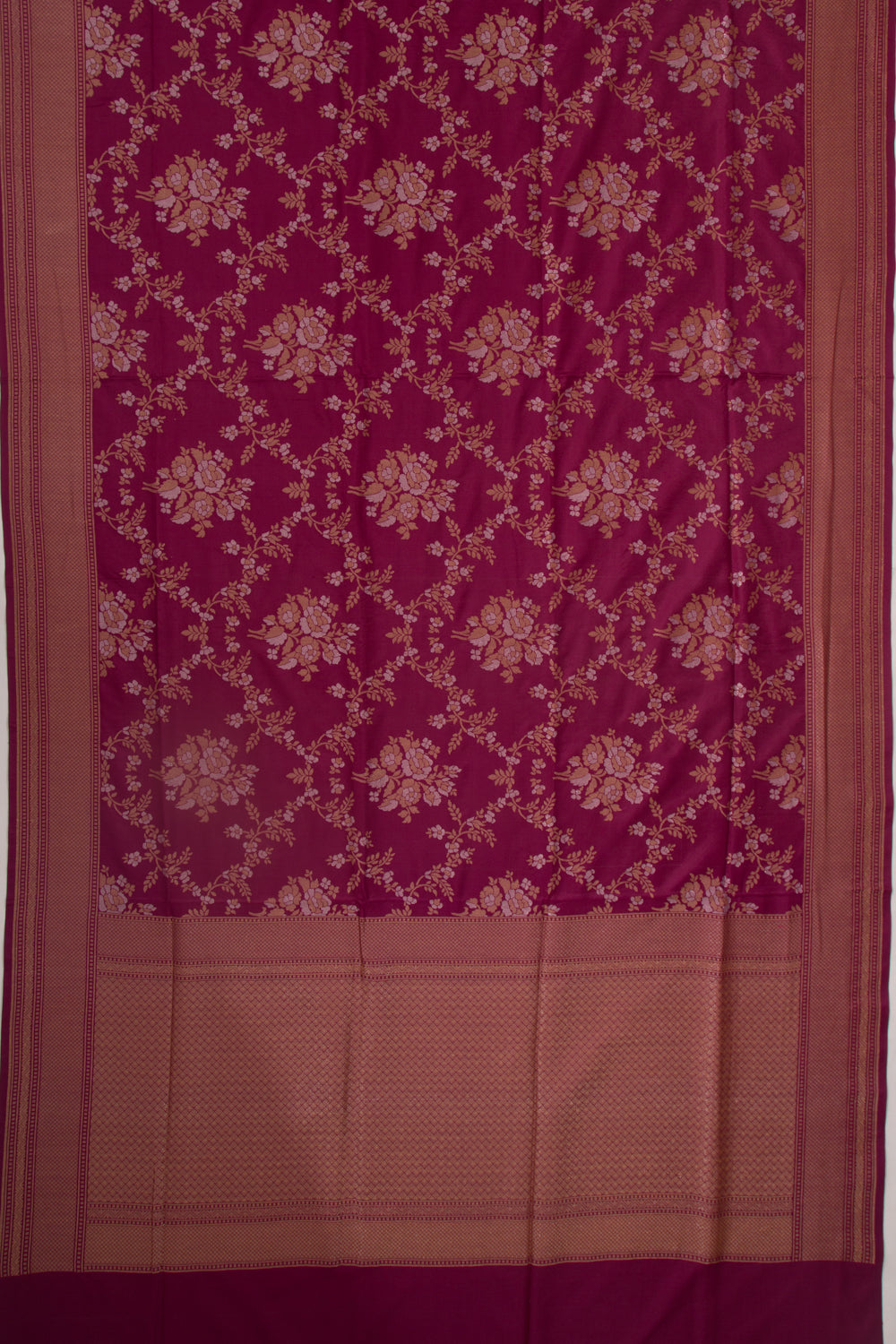 Banarasi Silk Jaal And Butta Purple Saree