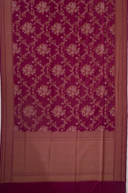 Banarasi Silk Jaal And Butta Purple Saree