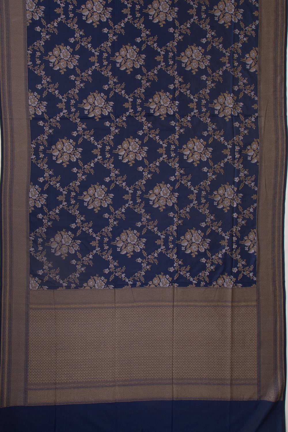 Banarasi Silk Jaal And Butta Dark Blue Saree