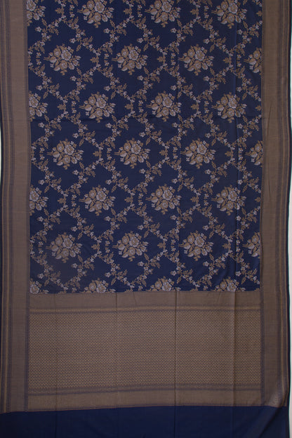 Banarasi Silk Jaal And Butta Dark Blue Saree