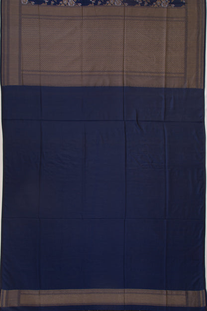 Banarasi Silk Jaal And Butta Dark Blue Saree
