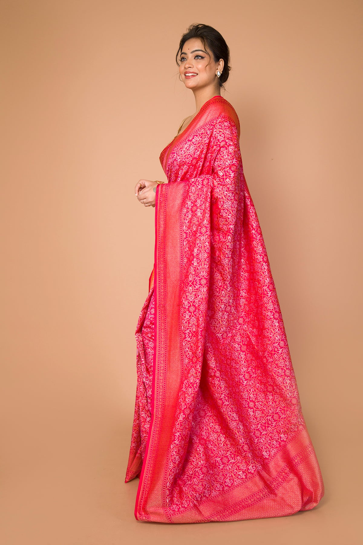 Banarasi Silk Jaal Pink Saree