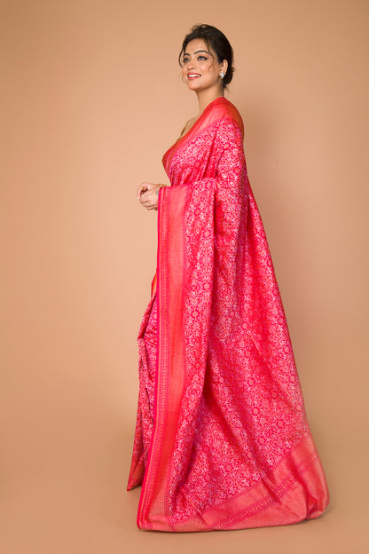 Banarasi Silk Jaal Pink Saree