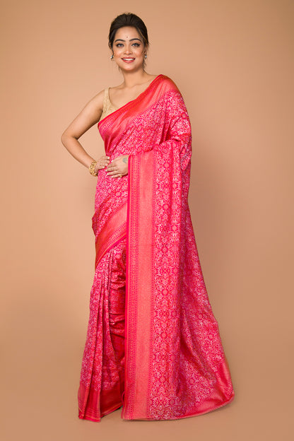 Banarasi Silk Jaal Pink Saree