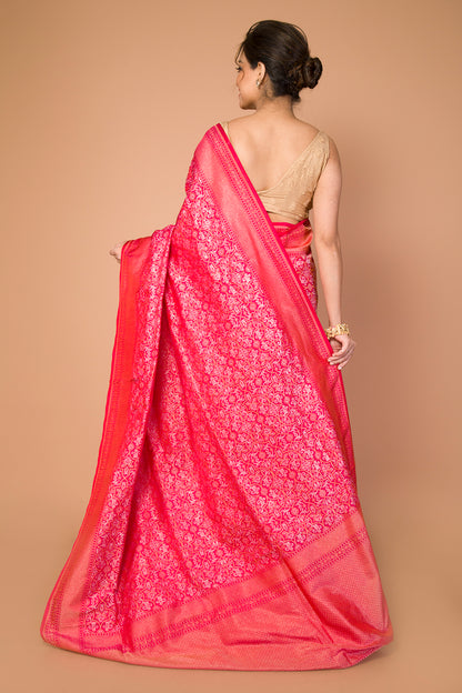 Banarasi Silk Jaal Pink Saree