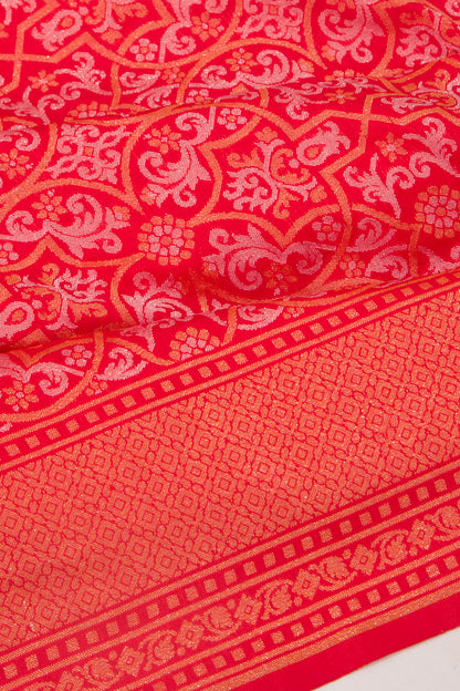 Banarasi Silk Jaal Red Saree
