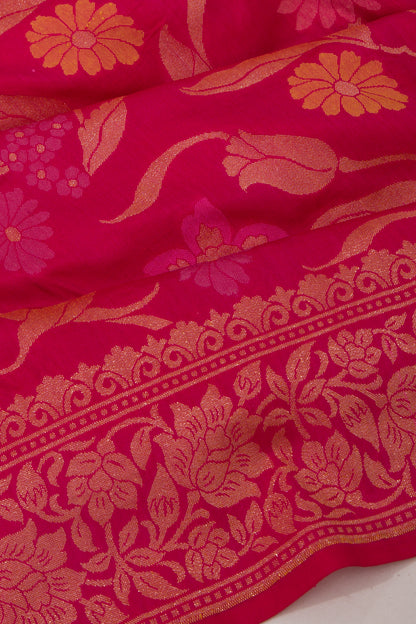 Banarasi Silk Jaal Pink Saree