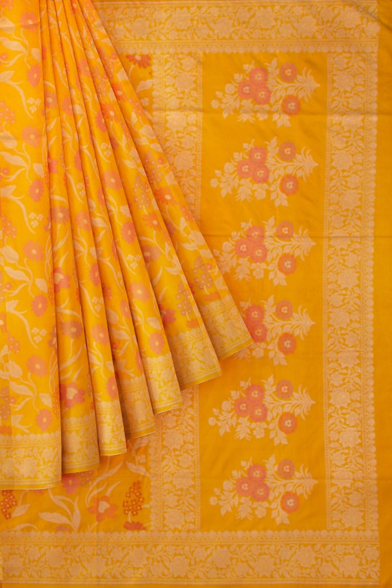 Banarasi Silk Jaal Yellow Saree