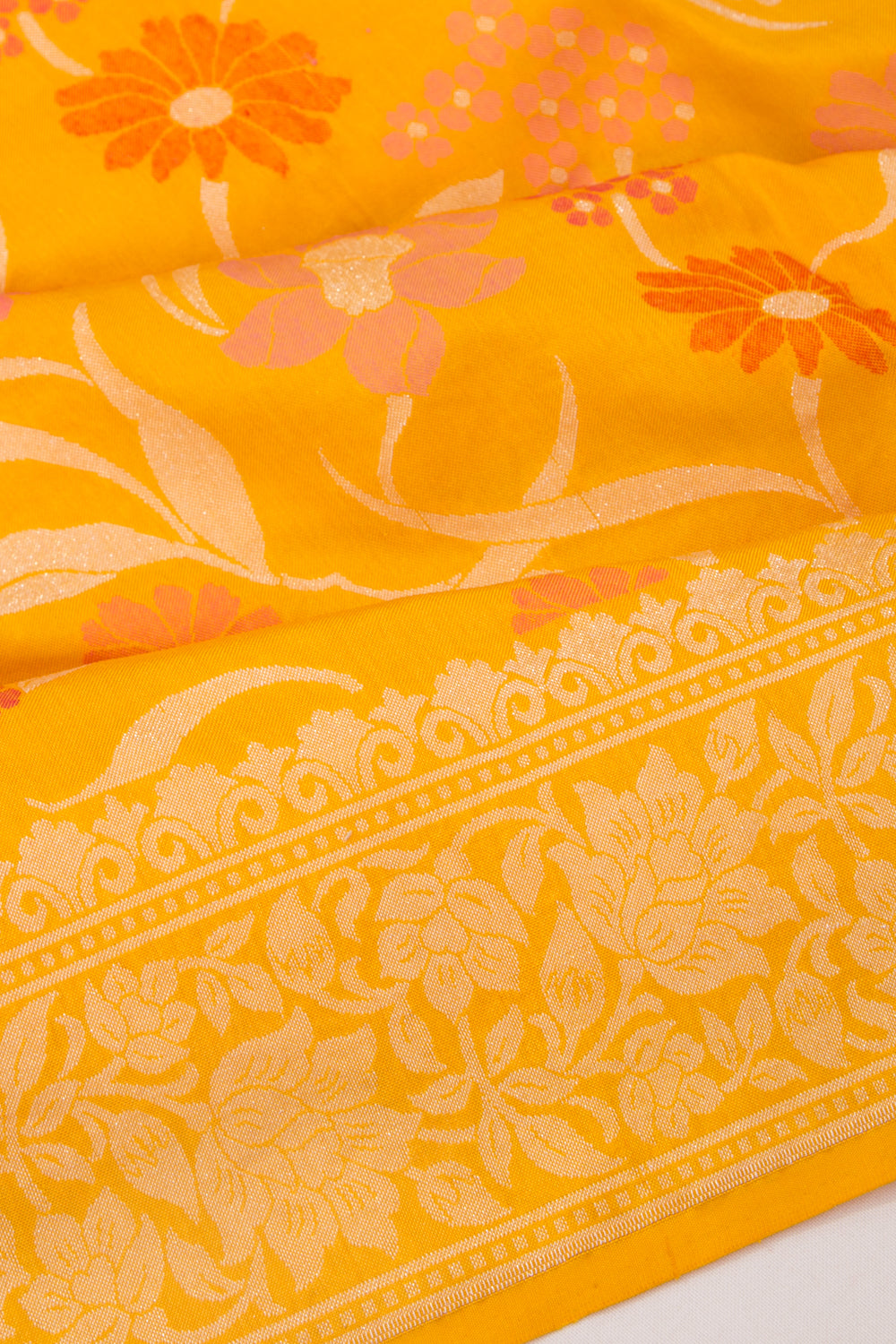 Banarasi Silk Jaal Yellow Saree