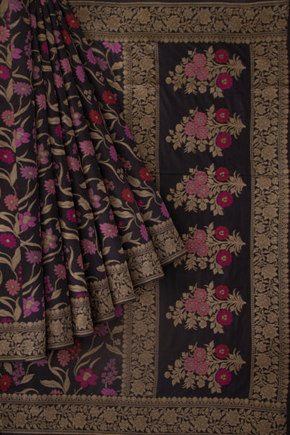 Banarasi Silk Jaal Black Saree