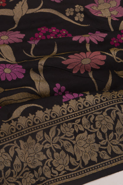 Banarasi Silk Jaal Black Saree