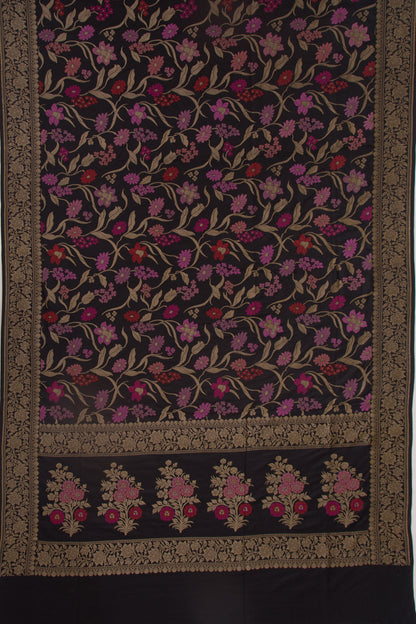 Banarasi Silk Jaal Black Saree