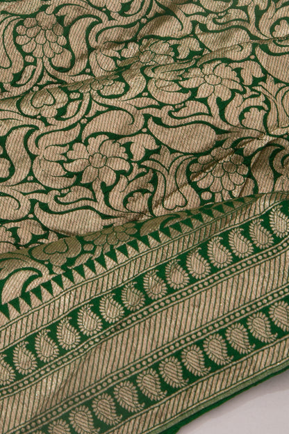 Baluchari Bandhani Mesh Work Green Saree