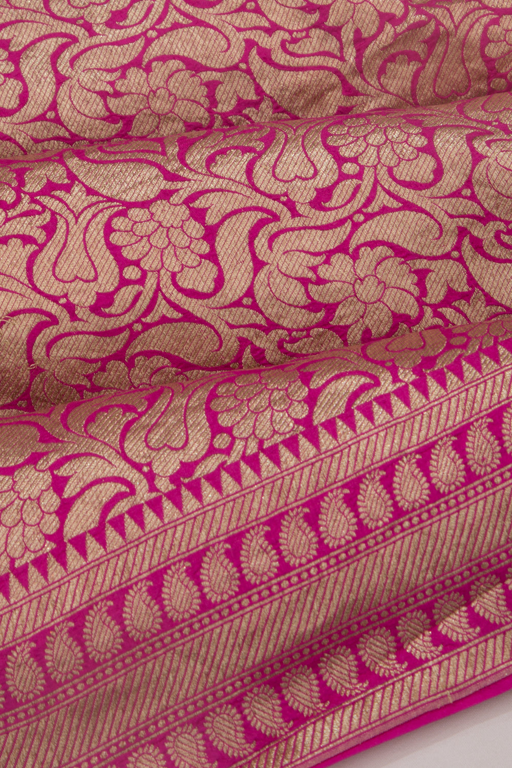 Baluchari Bandhani Mesh Work Pink Saree