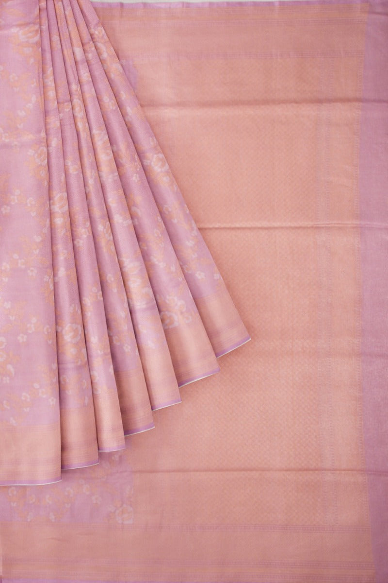 Banarasi Silk Jaal And Butta Lavender Saree