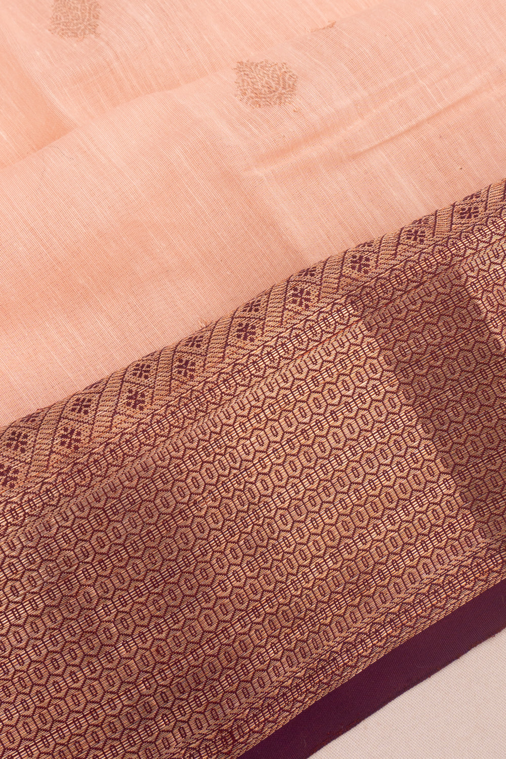 Kanchipuram Linen Butta Peach Saree