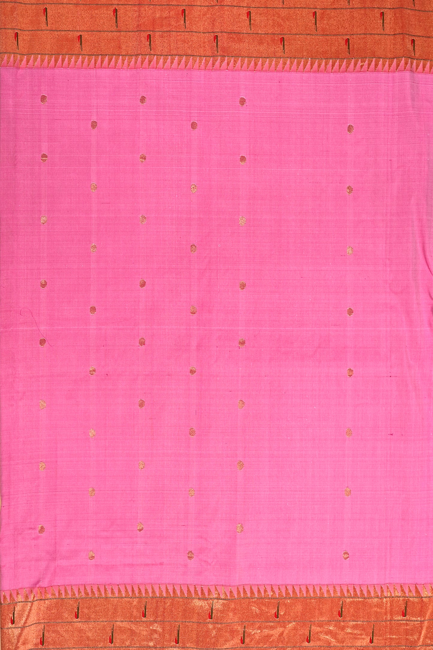 Paithani Silk Butta Pink Saree With Triple Muniya Motifs
