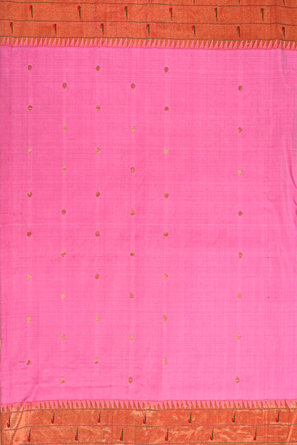 Paithani Silk Butta Pink Saree With Triple Muniya Motifs