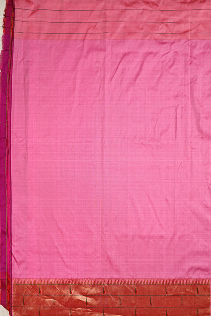 Paithani Silk Butta Pink Saree With Triple Muniya Motifs