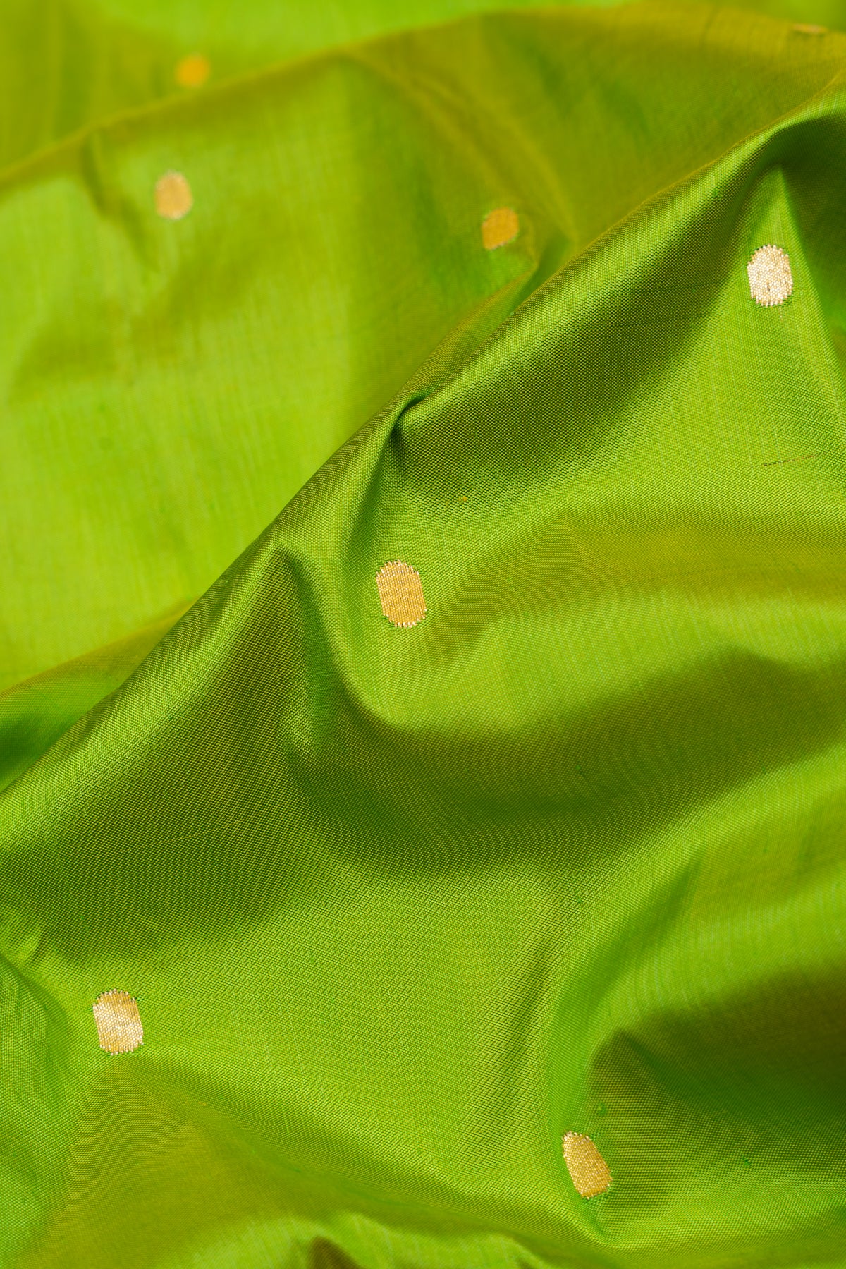 Paithani Silk Butta Green Saree With Triple Muniya Border