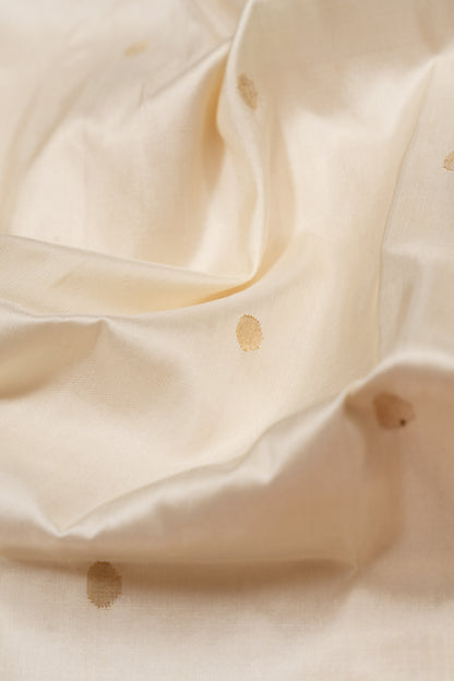 Paithani Silk Butta Off White Saree With Triple Muniya Border
