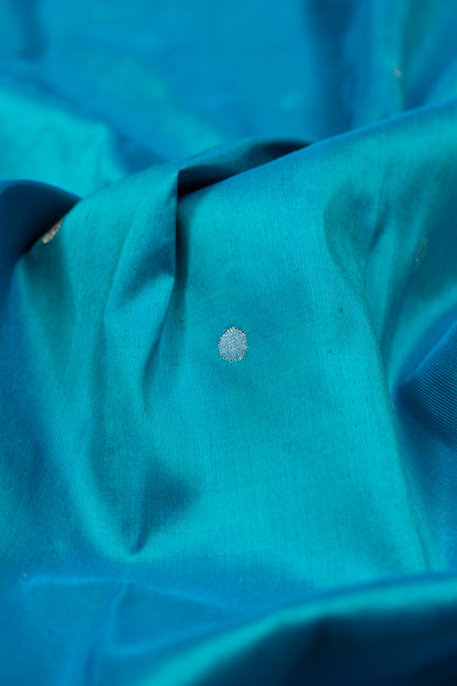Paithani Silk Butta Sky Blue Saree With Triple Muniya Border