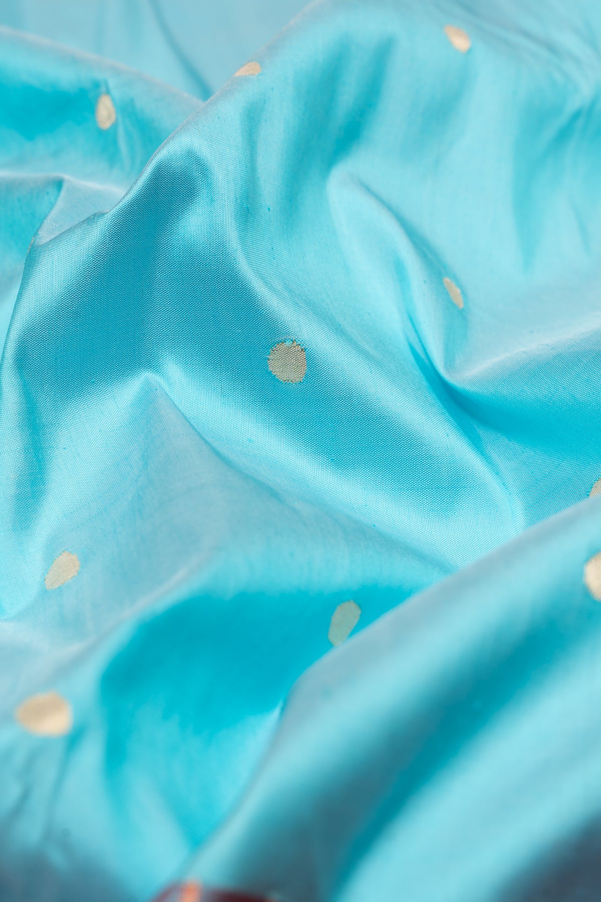 Paithani Silk Butta Sky Blue Saree With Triple Muniya Border