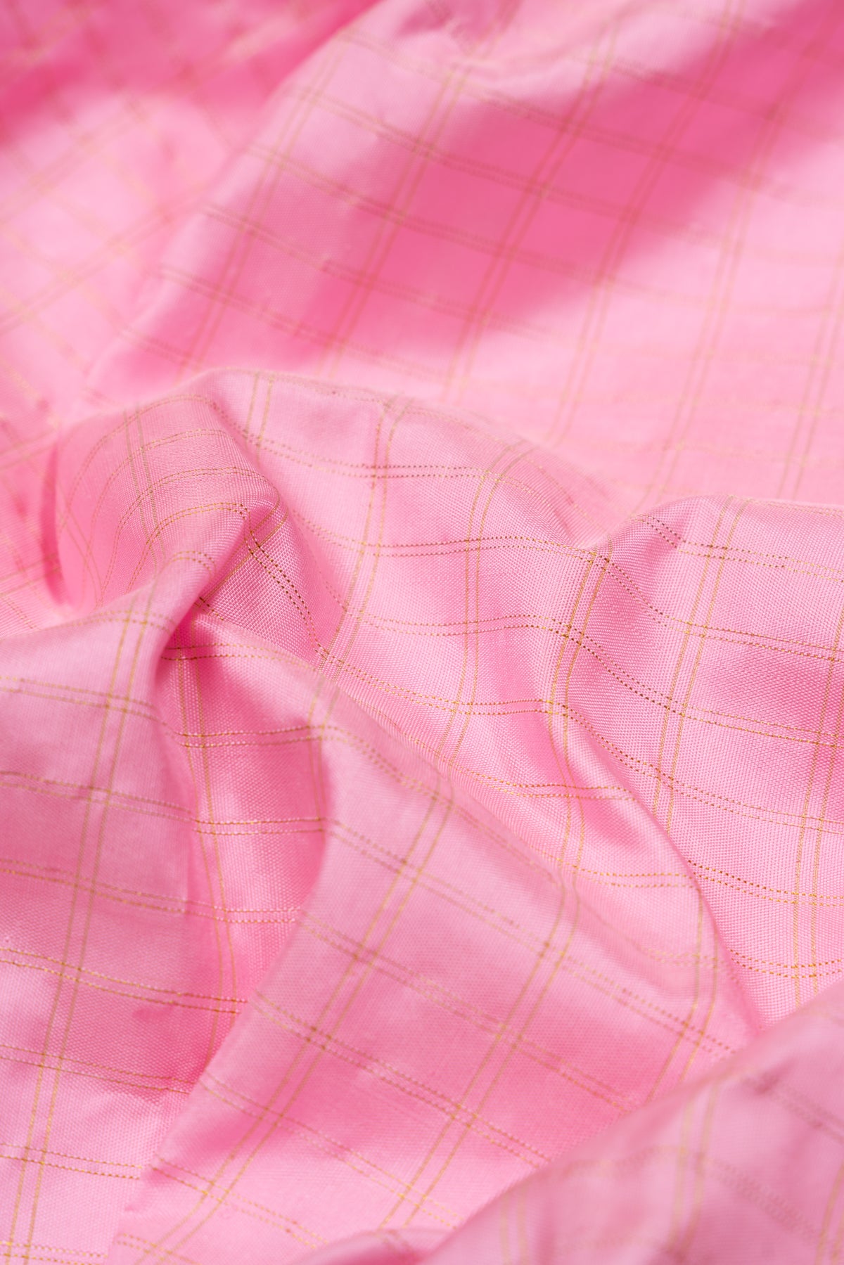Paithani Silk Checks Baby Pink Saree With Akruthi Border