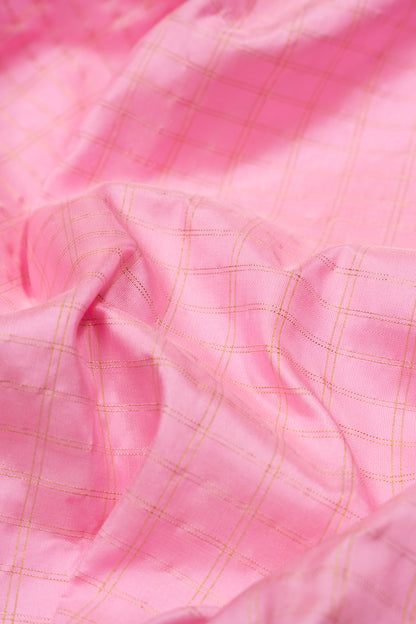 Paithani Silk Checks Baby Pink Saree With Akruthi Border