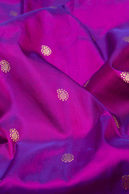 Paithani Silk Butta Purple Saree With Akruthi Border