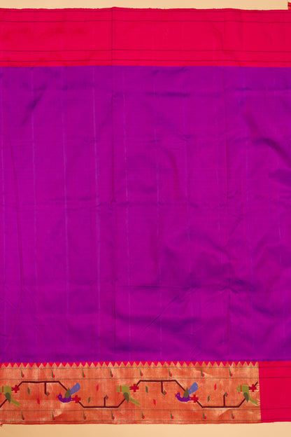 Paithani Silk Butta Purple Saree With Akruthi Border